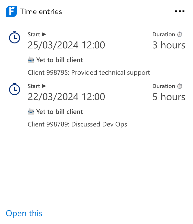 Adaptive Card for Time entries that can be integrated into SharePoint intranets or works on personal dashboards