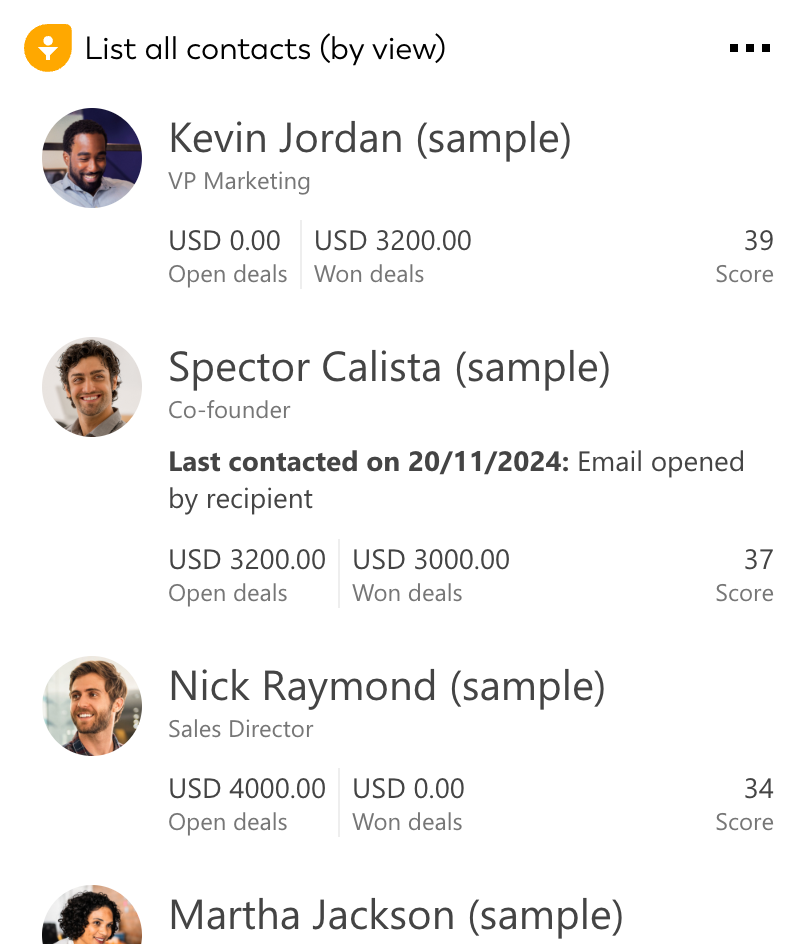 Card screenshot of Freshsales integration