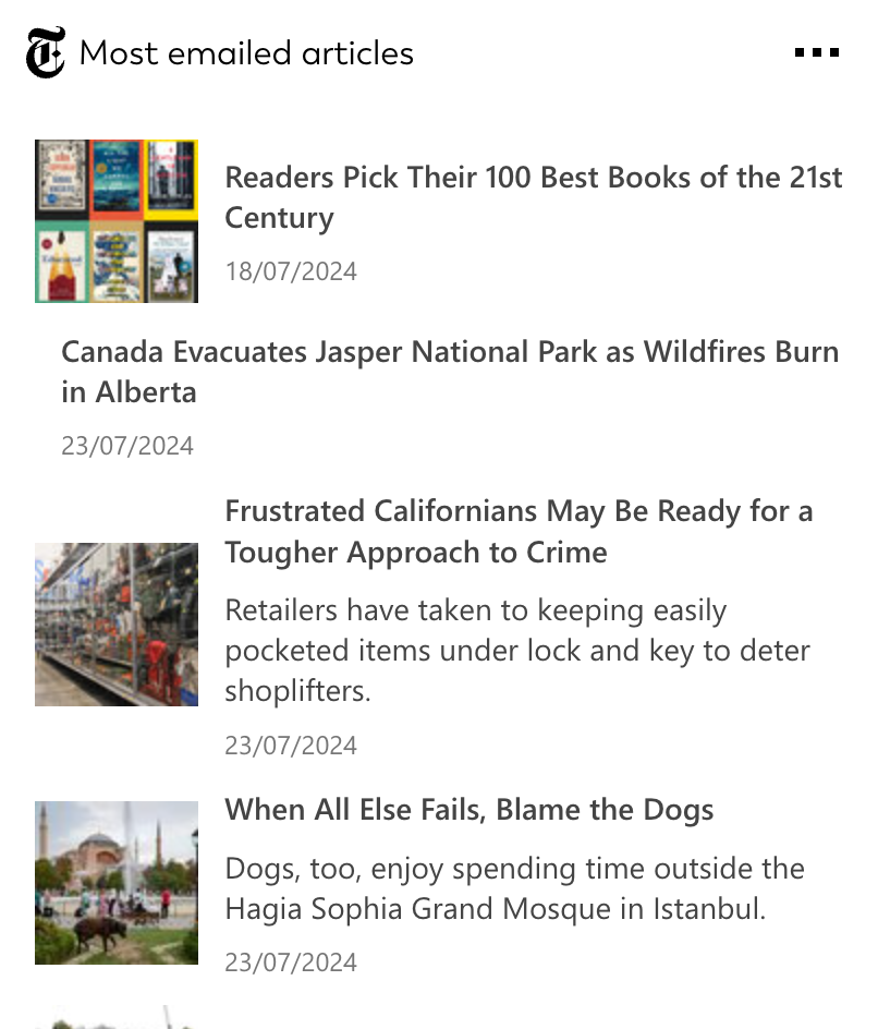 Card screenshot of New York Times integration