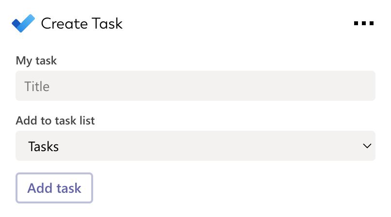 Adaptive Card for Create Task that can be integrated into SharePoint intranets or works on personal dashboards