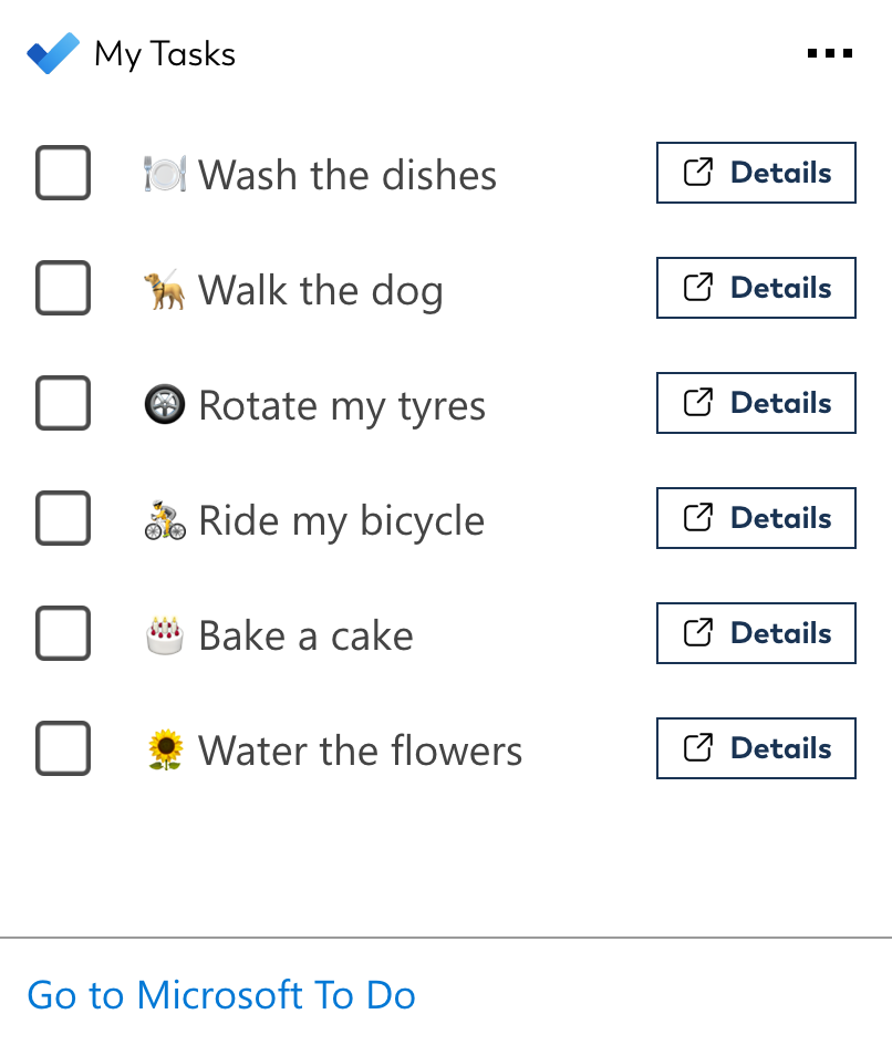 Adaptive Card for My Tasks that can be integrated into SharePoint intranets or works on personal dashboards