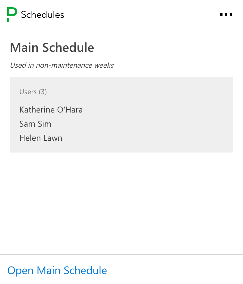 Adaptive Card for Schedules that can be integrated into SharePoint intranets or works on personal dashboards