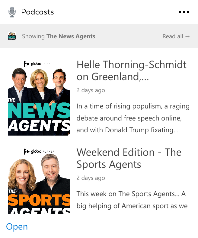 Screenshot of Podcasts