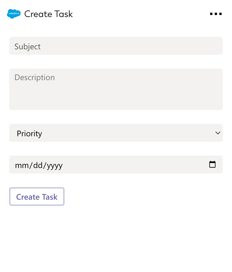 Adaptive Card for Create Task that can be integrated into SharePoint intranets or works on personal dashboards
