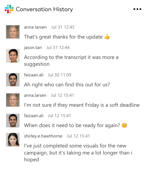 Card screenshot of Slack integration