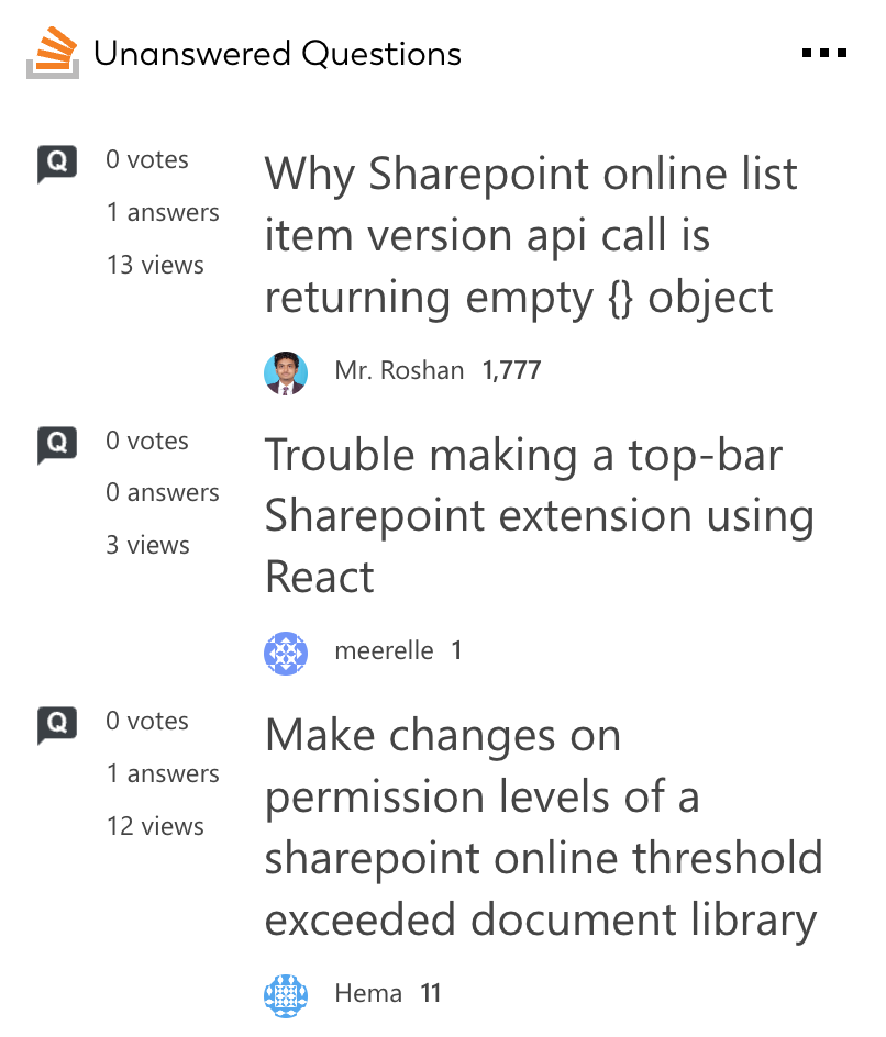 Card screenshot of Stack Overflow integration